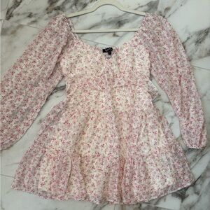 Trixxi Floral Tiered Mini Dress Long Sleeve Milkmaid Coquette Spring Size S